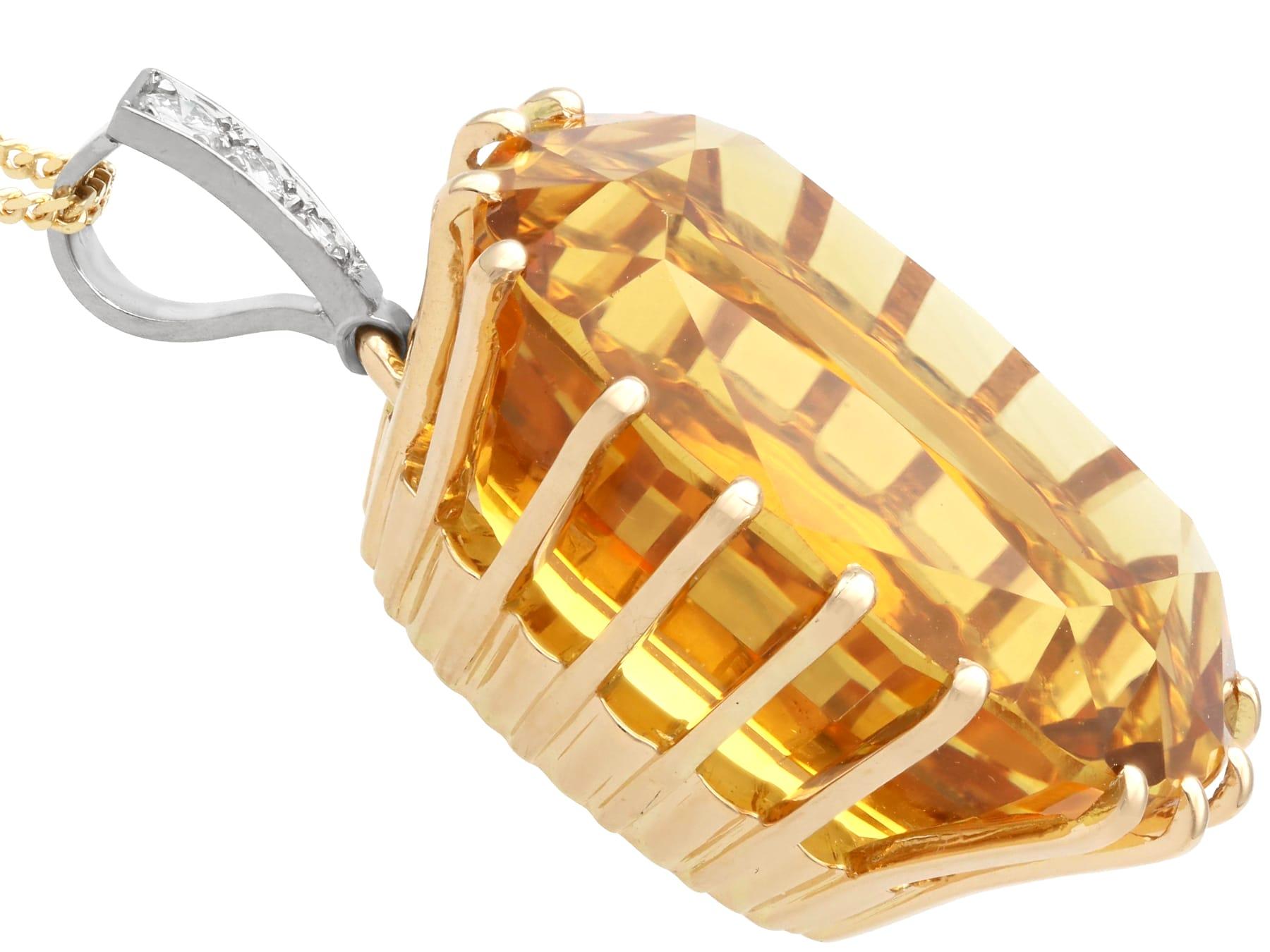 Women's or Men's Vintage French 64.39 Carat Citrine and Yellow Gold Pendant