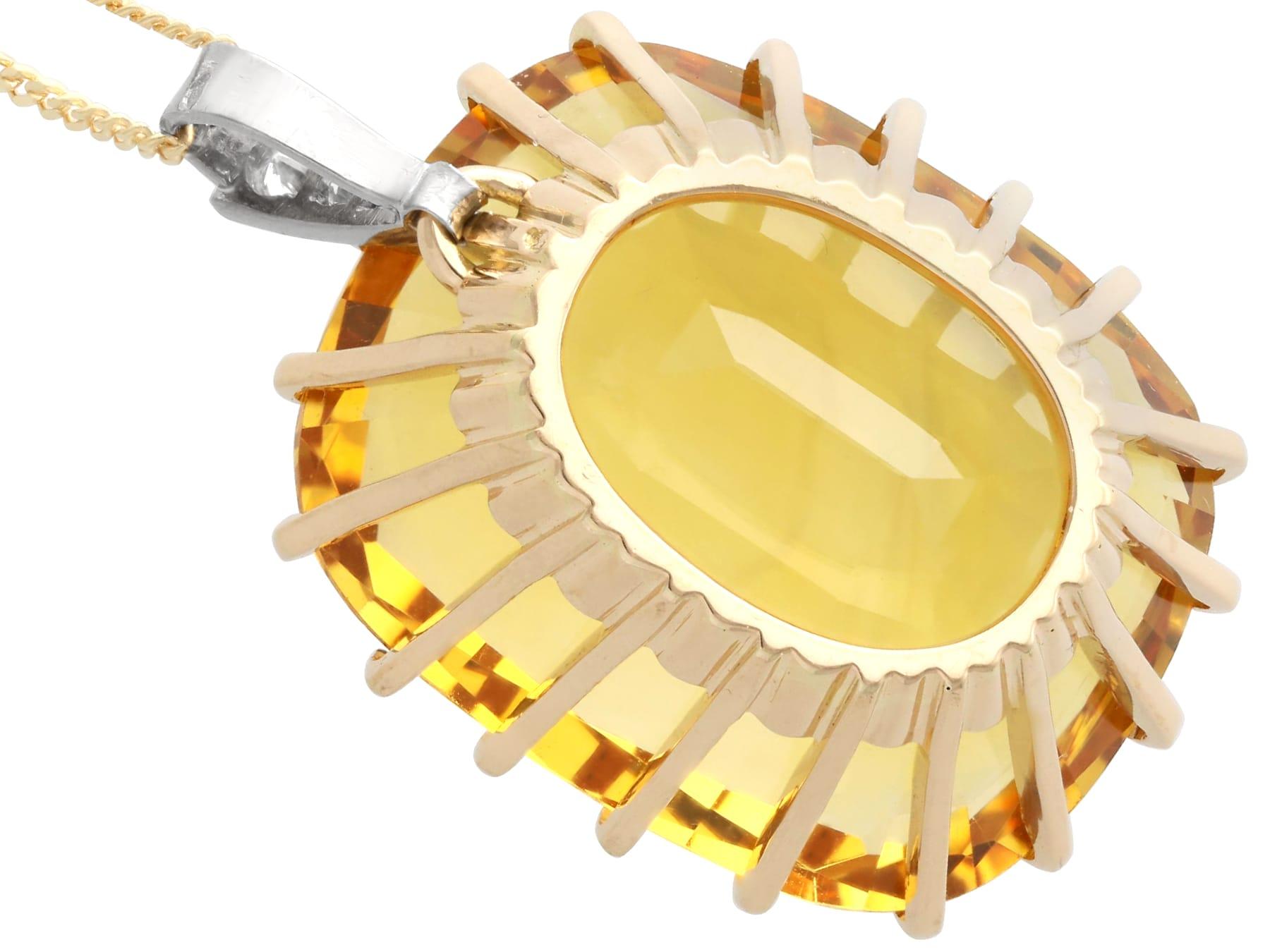 Vintage French 64.39 Carat Citrine and Yellow Gold Pendant 1