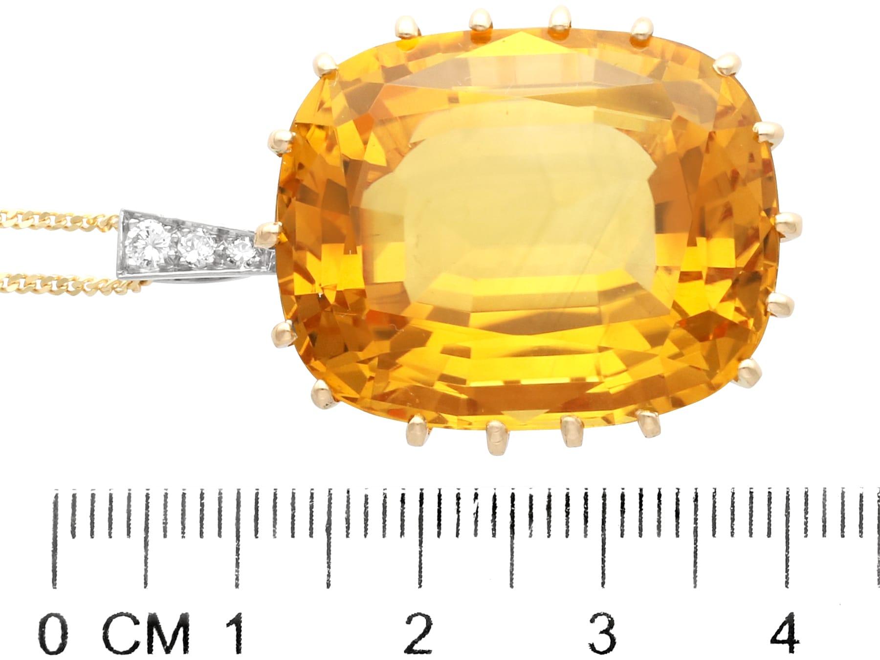 Vintage French 64.39 Carat Citrine and Yellow Gold Pendant 2
