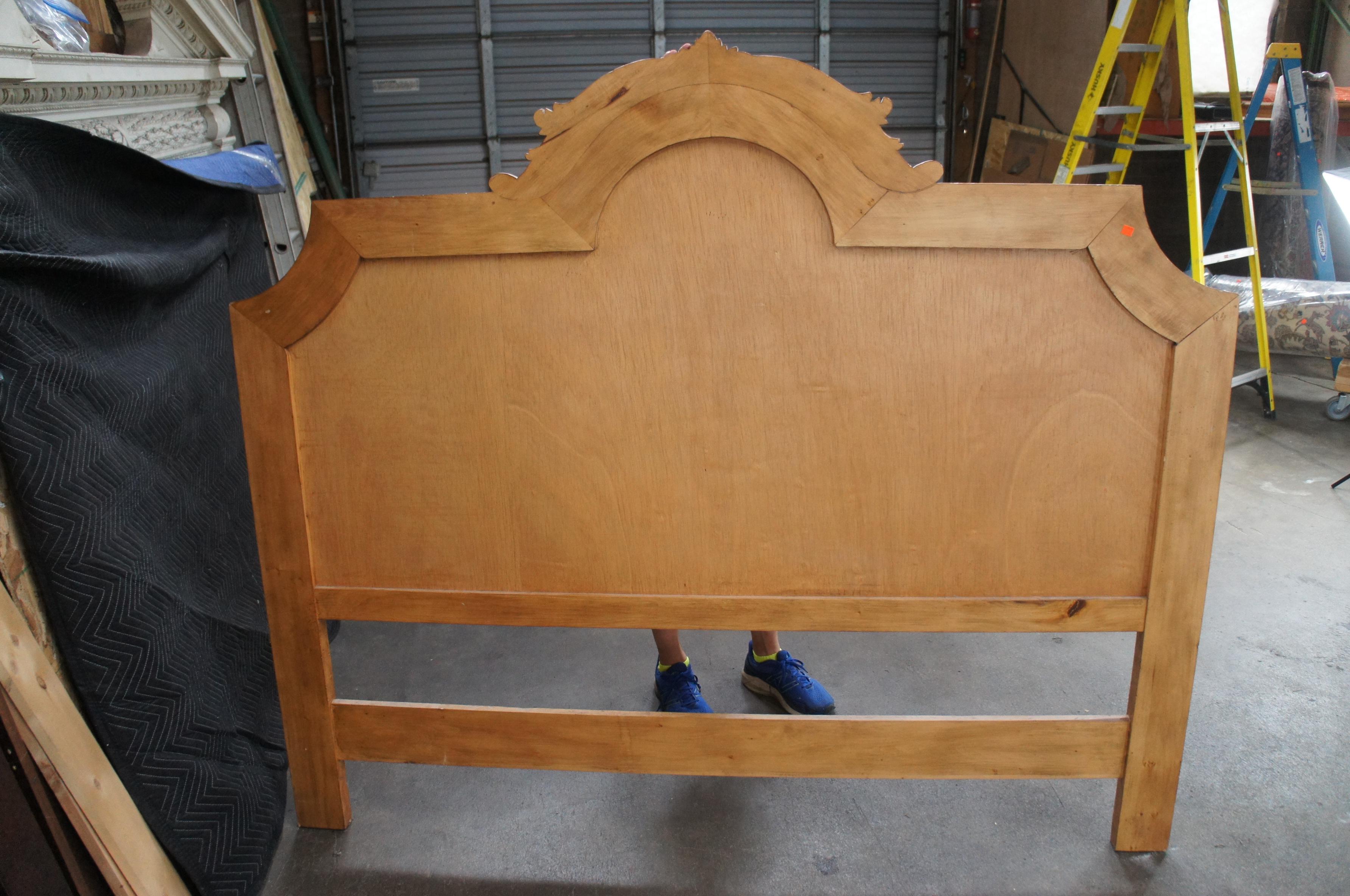 Vintage French Acanthus & Tulip Leather King Size Bed Headboard 79