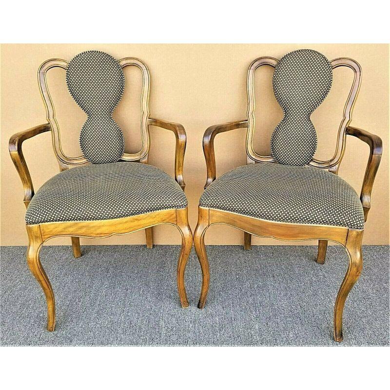 Offering one of our Recent Palm Beach Estate Fine Furniture Acquisitions of 
A Pair of Vintage French Art Nouveau Art Deco Accent dining armchairs 

Approximate Measurements in inches
37