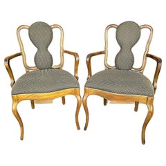 Vintage French Accent Dining Armchairs, a Pair
