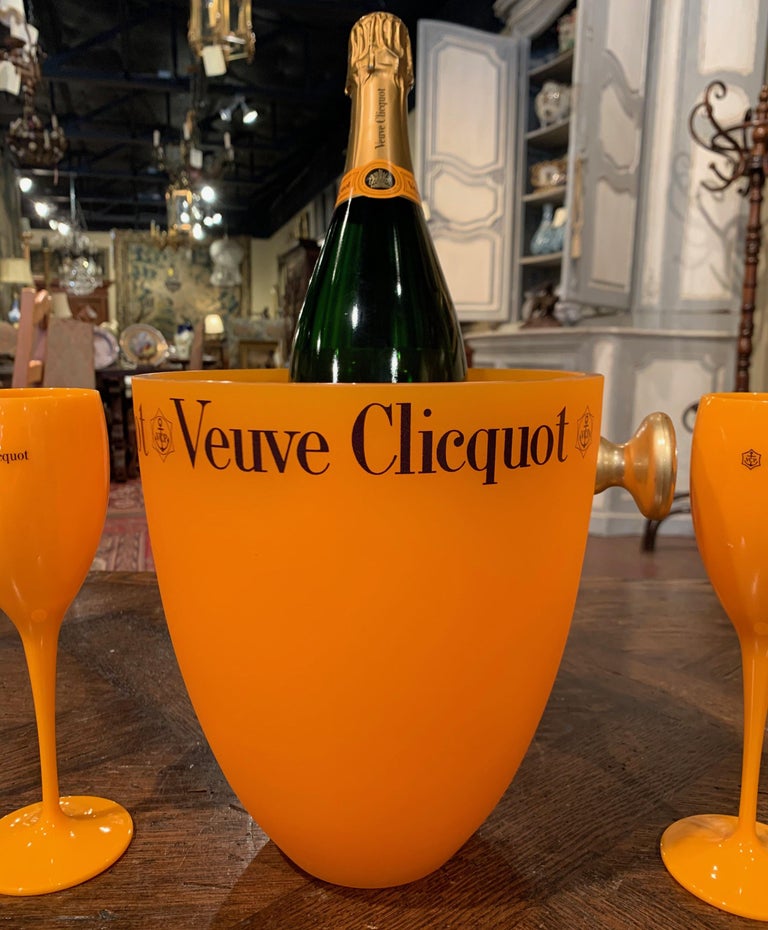 Veuve Clicquot Magnum Champagne Ice Bucket French Acrylic Veuve Clicquot  Double Magnum Champagne Cooler With 2 VCP Glasses