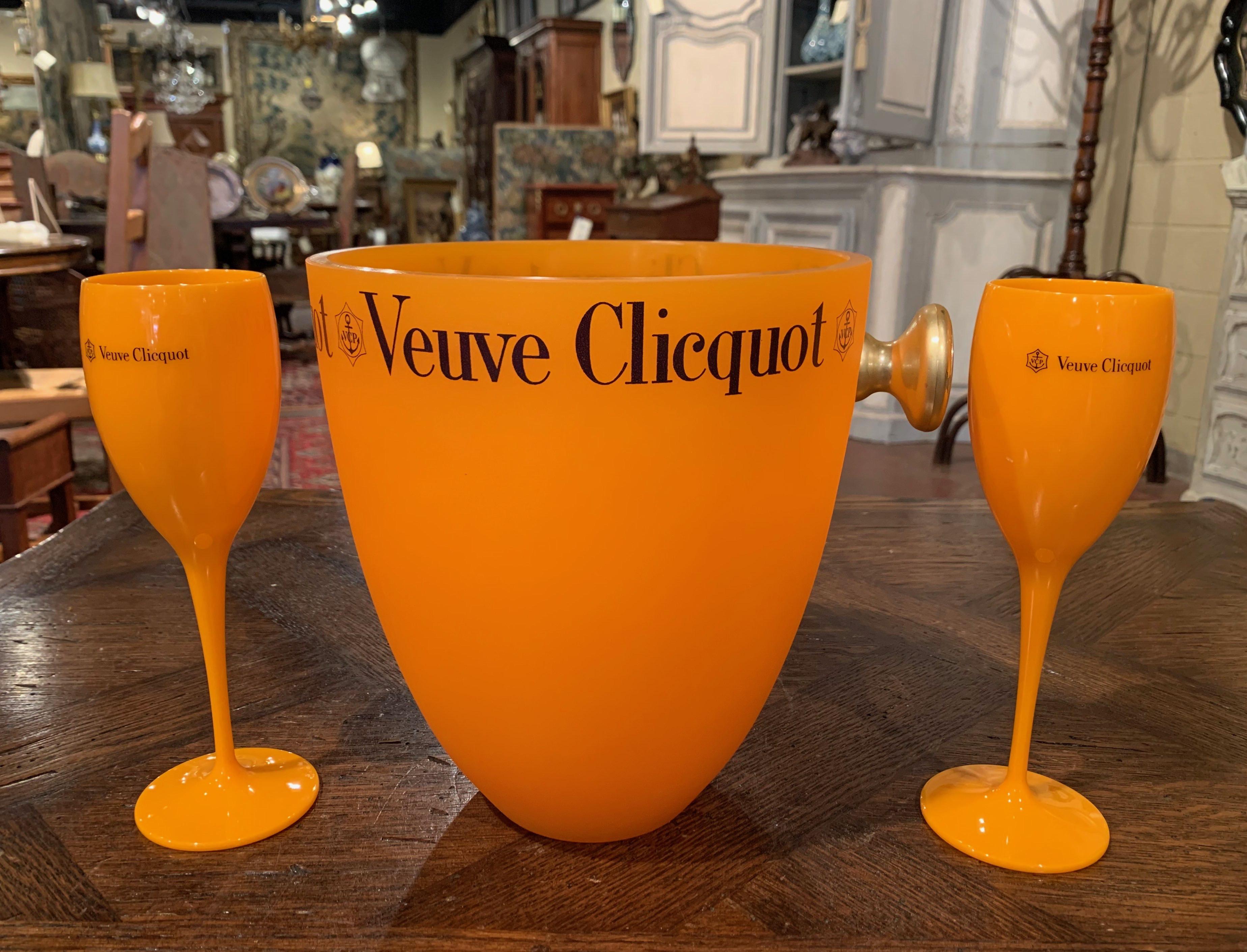 Vintage French Acrylic Champagne Cooler and Two Flutes from 