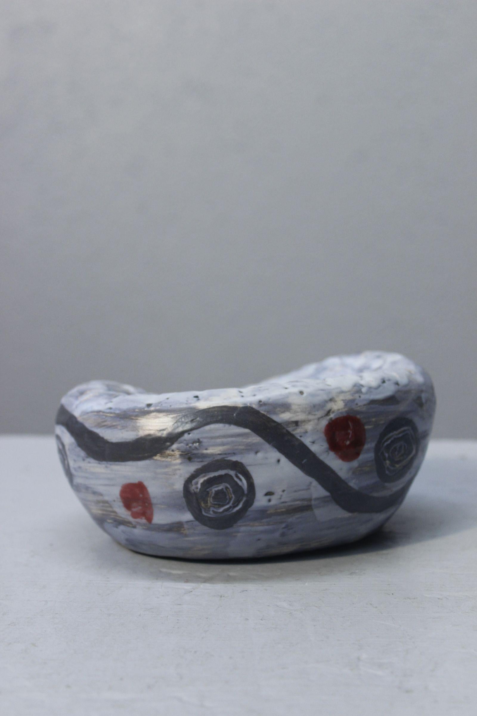Vintage French Africanist ceramic ashtray by Lysiane & Yvon Bonnet, France 1970s 1