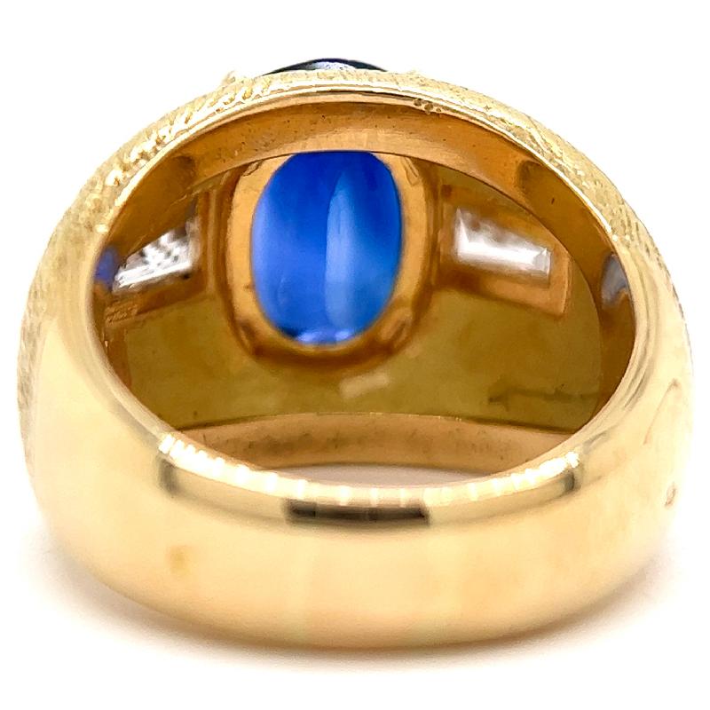 Vintage French AGL 5.03 Carats Ceylon Sapphire Diamond 18k Yellow Gold Dome Ring 1