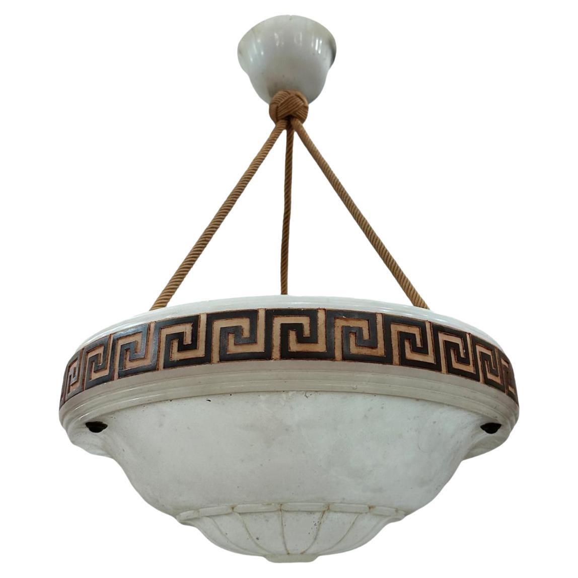 Französische Alabaster-Leuchte im Vintage-Stil