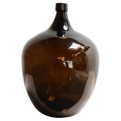 Antique French Amber Glass Demijohn / Bonbonne Ambrée Brune