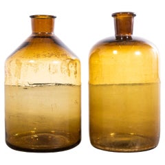 Vintage French Amber Glass Vessels - Pair