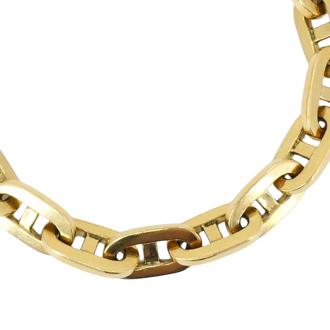 Women's or Men's Vintage French Anchor Link Chain Bracelet 18k Gold For Sale