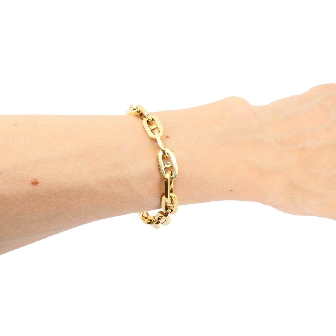 Vintage French Anchor Link Chain Bracelet 18k Gold For Sale 1