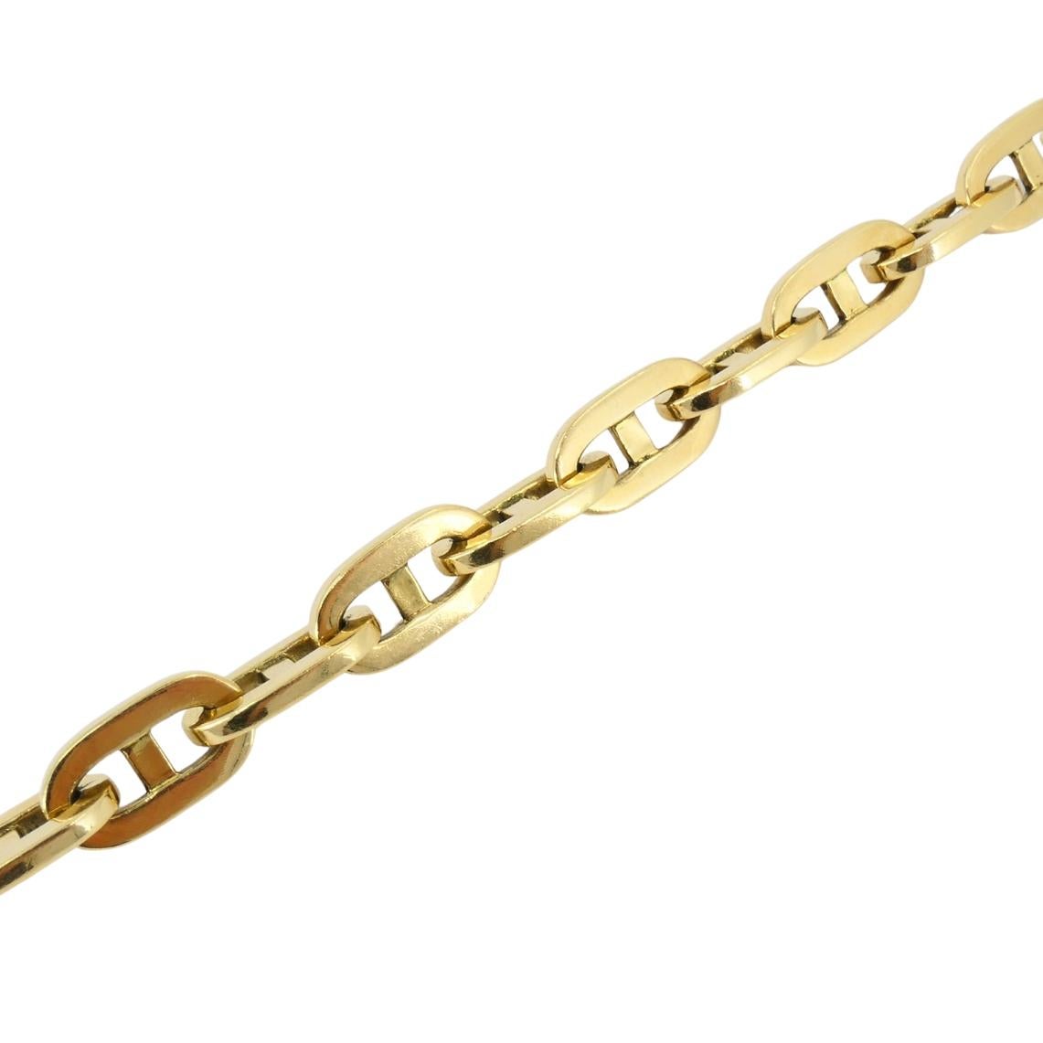 Vintage French Anchor Link Chain Bracelet 18k Gold For Sale 2