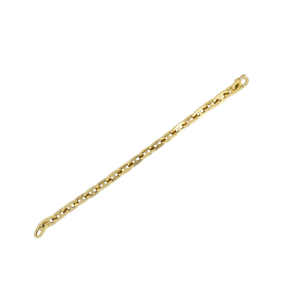 Vintage French Anchor Link Chain Bracelet 18k Gold For Sale 3