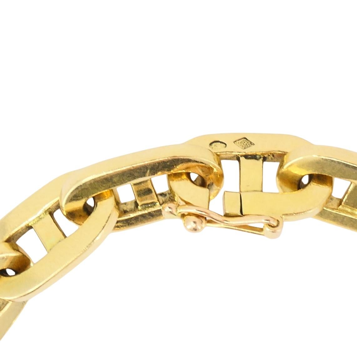 Vintage French Anchor Link Chain Bracelet 18k Gold For Sale 4