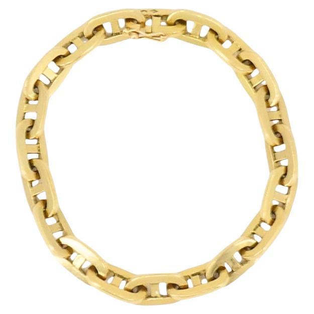 Vintage French Anchor Link Chain Bracelet 18k Gold For Sale