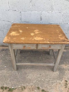 Vintage French Antique Table, Painted, Shabby
