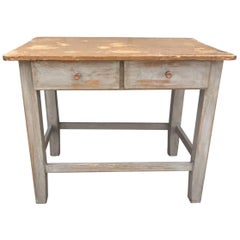 Vintage French Antique Table, Painted, Shabby