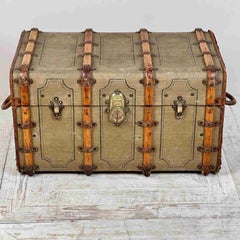 Vintage French Antique Travel Trunk By Au Touriste Paris