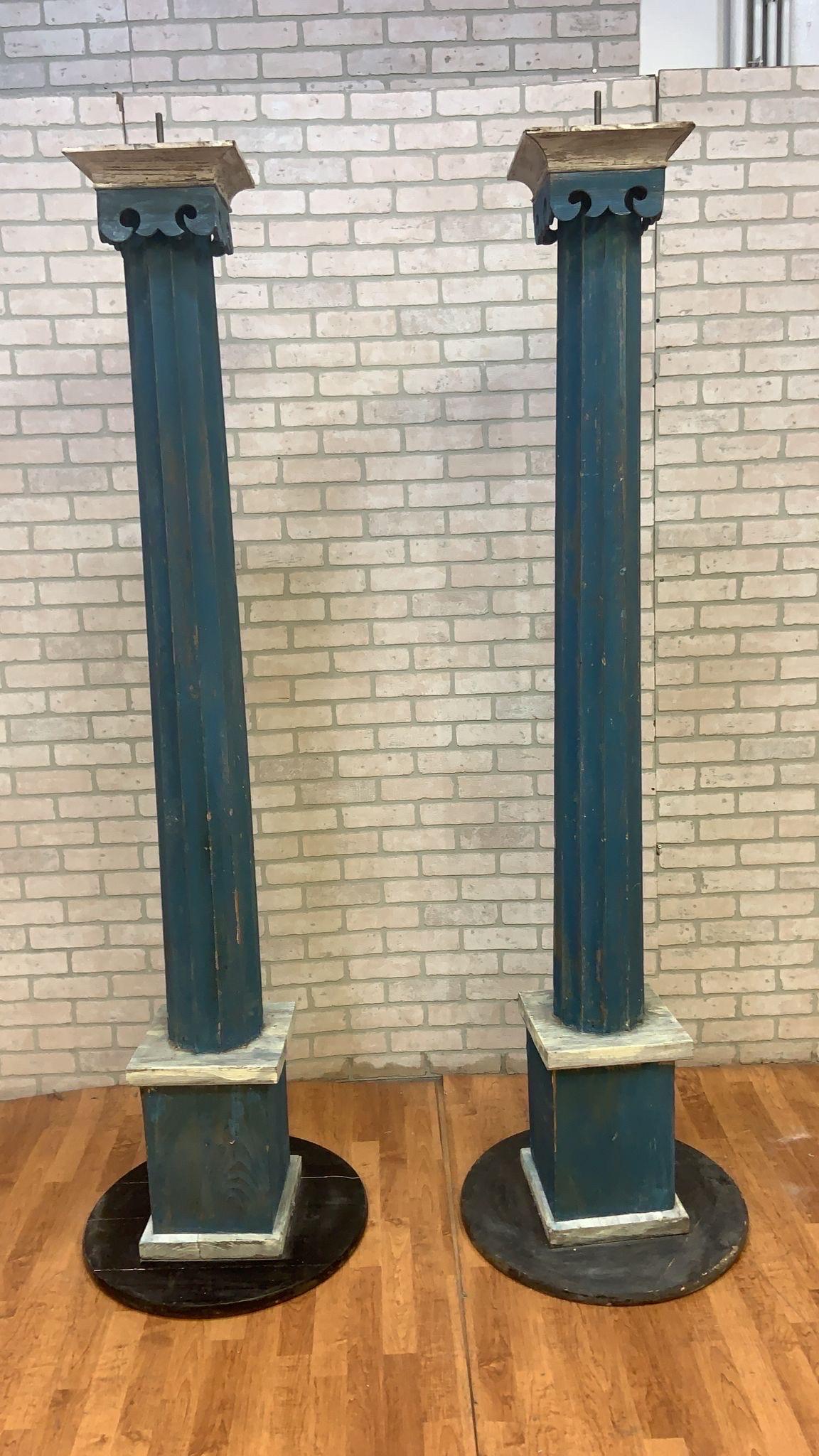Vintage French Architectural Wood Crafted Dual Columned Free Standing Archway For Sale 7