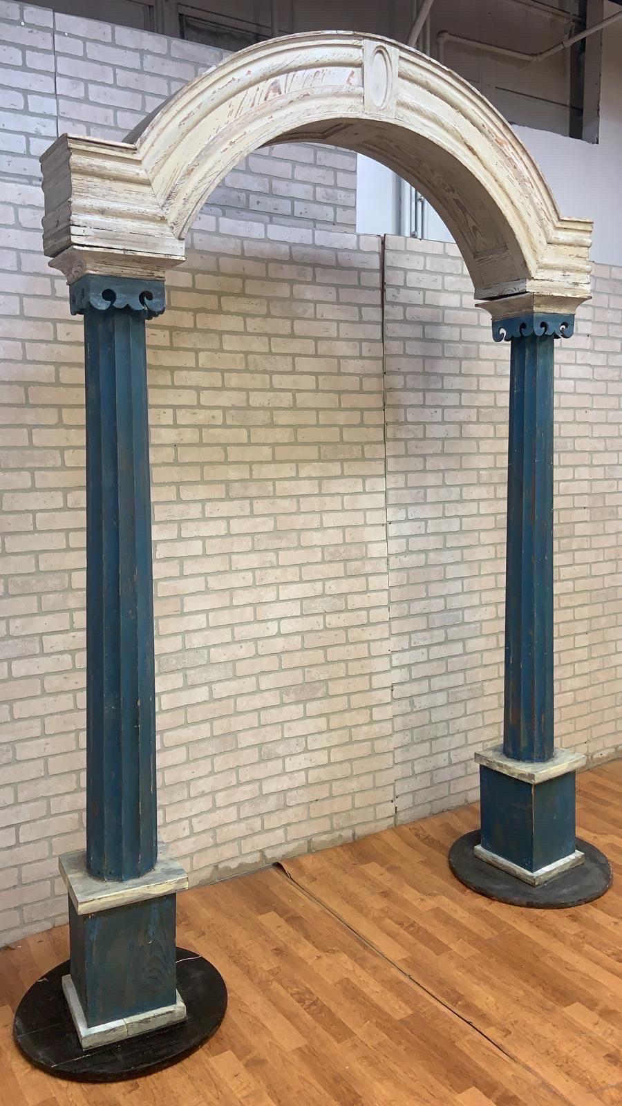 Vintage French Architectural Wood Crafted Dual Columned Free Standing Archway For Sale 2