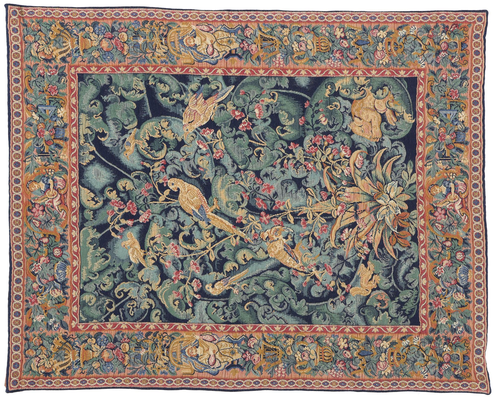 Vintage French Aristolochia Leaves Tapestry, 04'03 x 05'03 For Sale 3