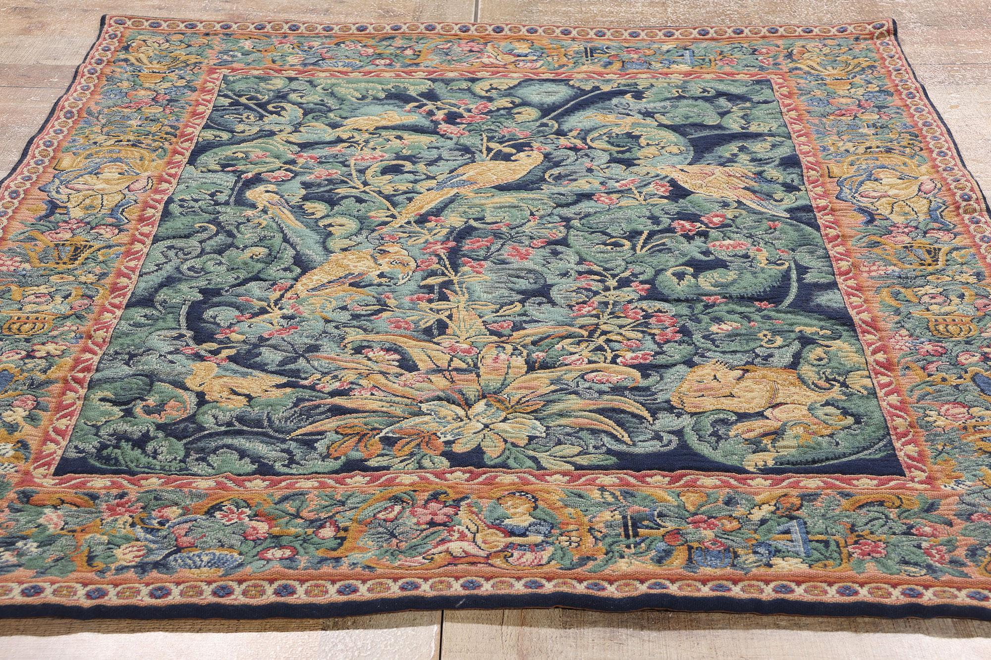 Vintage French Aristolochia Leaves Tapestry, 04'03 x 05'03 For Sale 1