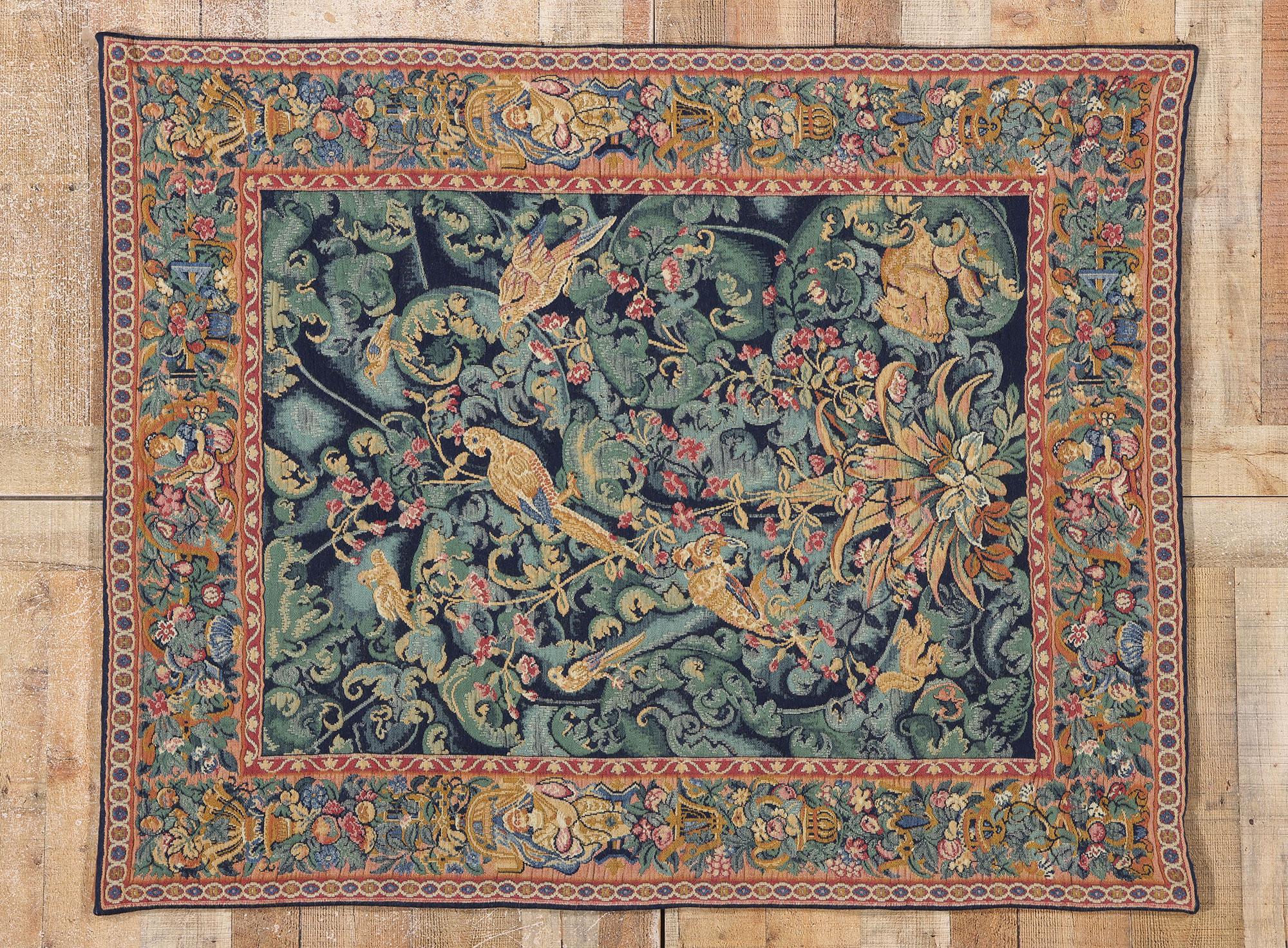 Vintage French Aristolochia Leaves Tapestry, 04'03 x 05'03 For Sale 2