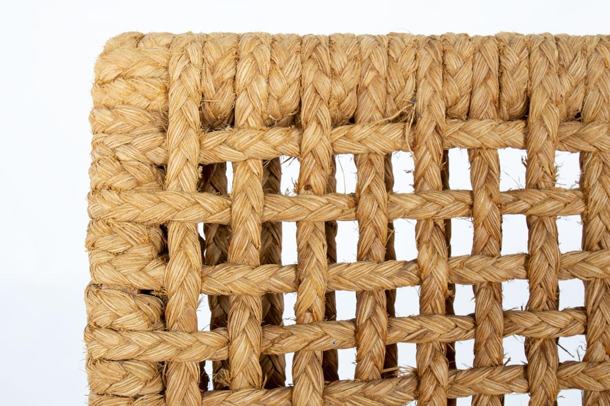 Vintage French Armchair in Rope and Beech by Adrien Audoux & Frida Minet, 1950s en venta 2