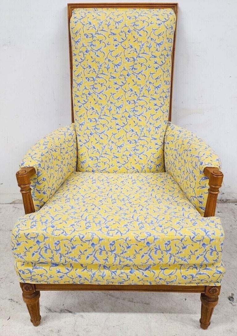Vintage French Armchair and Queen Headboard Country French For Sale at 1stDibs