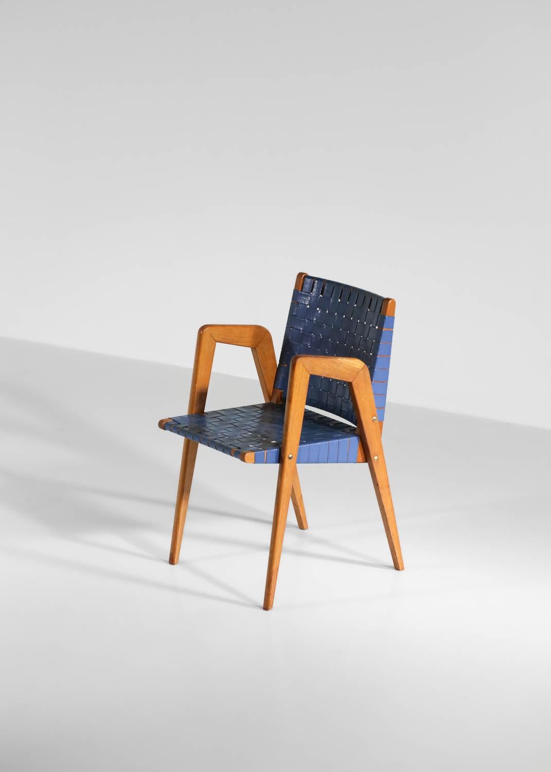 Französische Sessel im Roger Landault-Stil mit Kompassbeinen, 50''s im Angebot 1