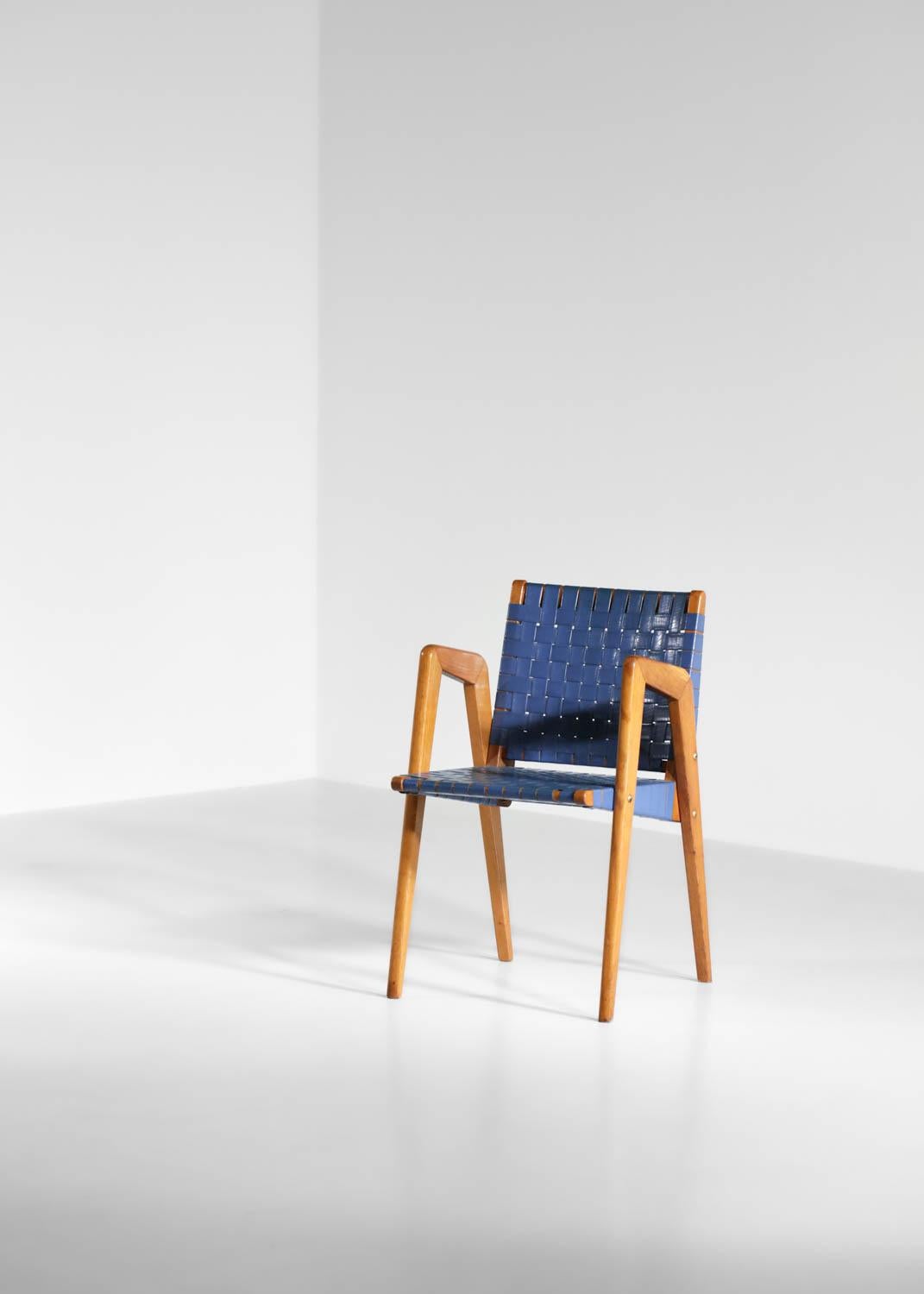 Französische Sessel im Roger Landault-Stil mit Kompassbeinen, 50''s im Angebot 3