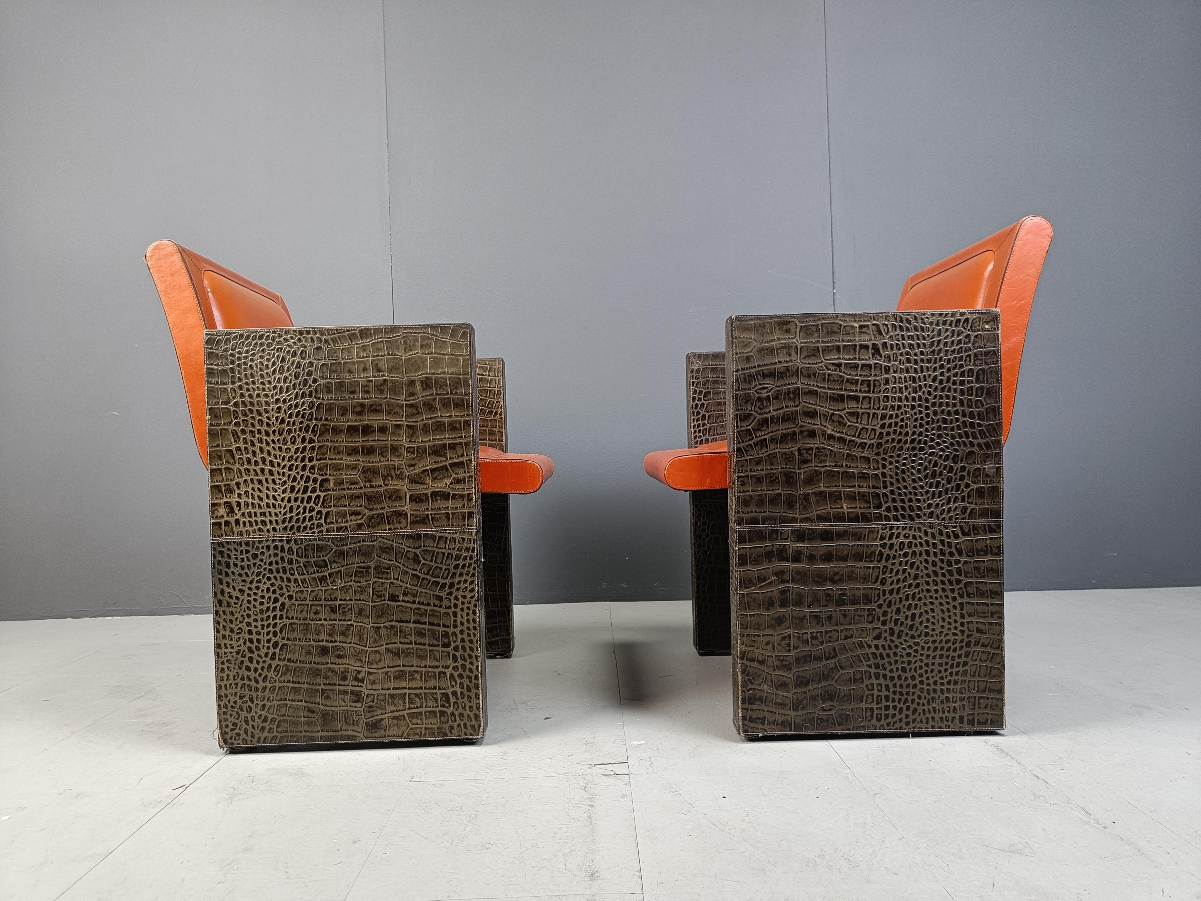 Sillones franceses vintage de cuero de Maison Vandamme, años 70 en venta 3