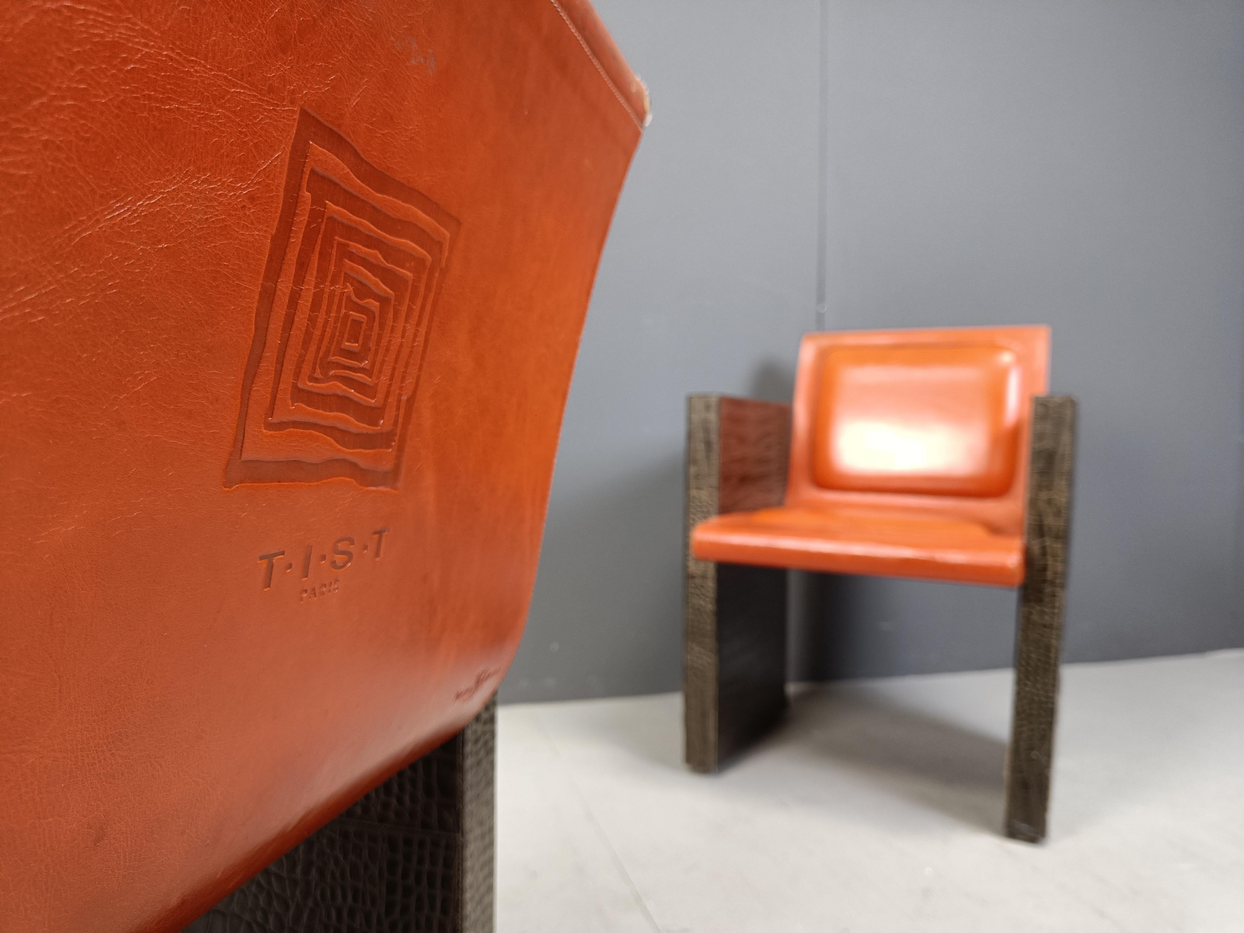 Sillones franceses vintage de cuero de Maison Vandamme, años 70 en venta 4