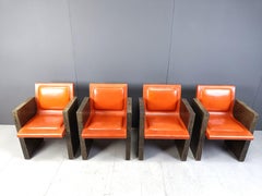 Fauteuils français vintage en cuir par Maison Vandamme, 1970