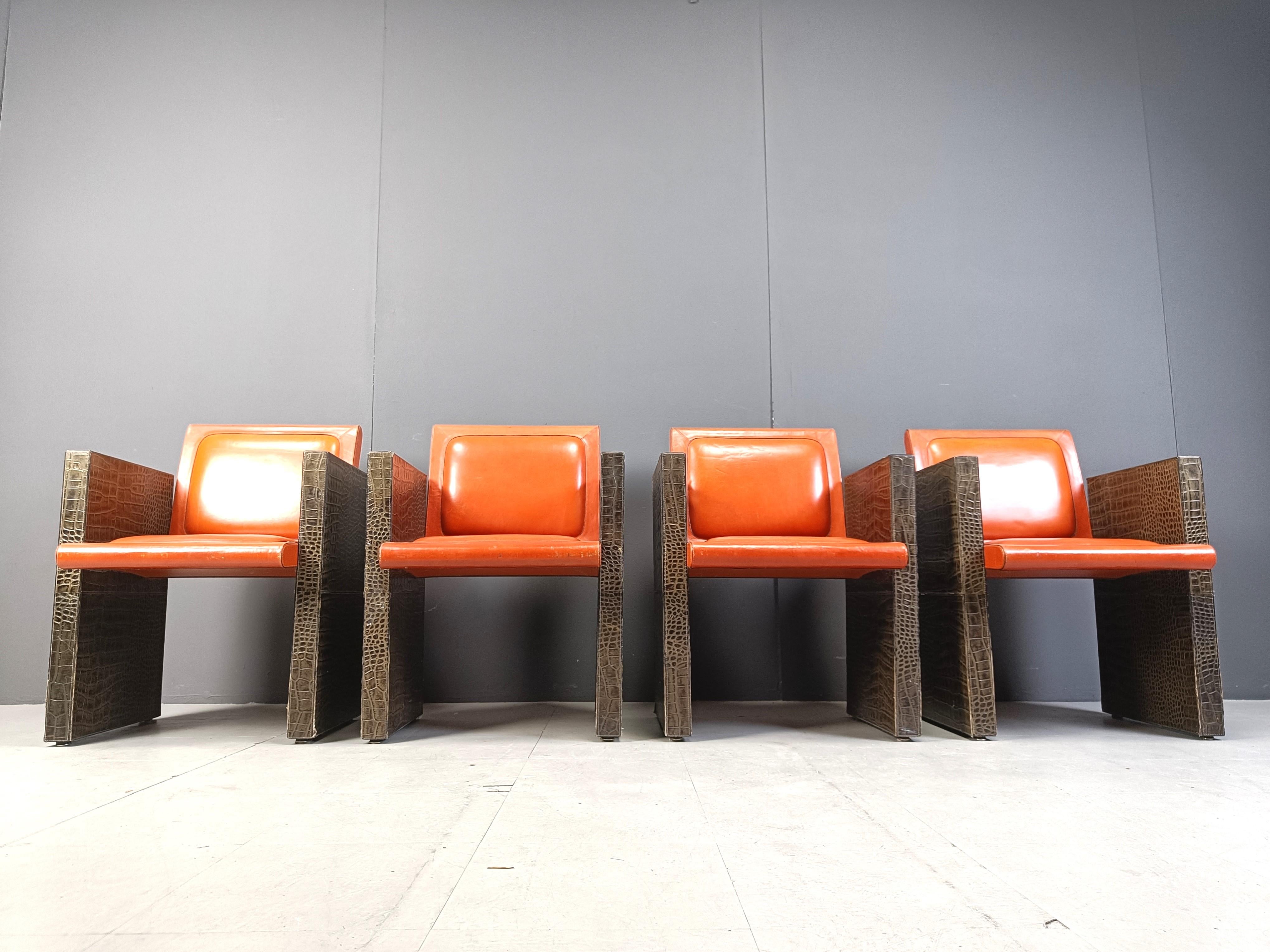 Sillones franceses vintage de cuero de Maison Vandamme, años 70 en Bueno estado para la venta en Leuven, Vlaams Gewest