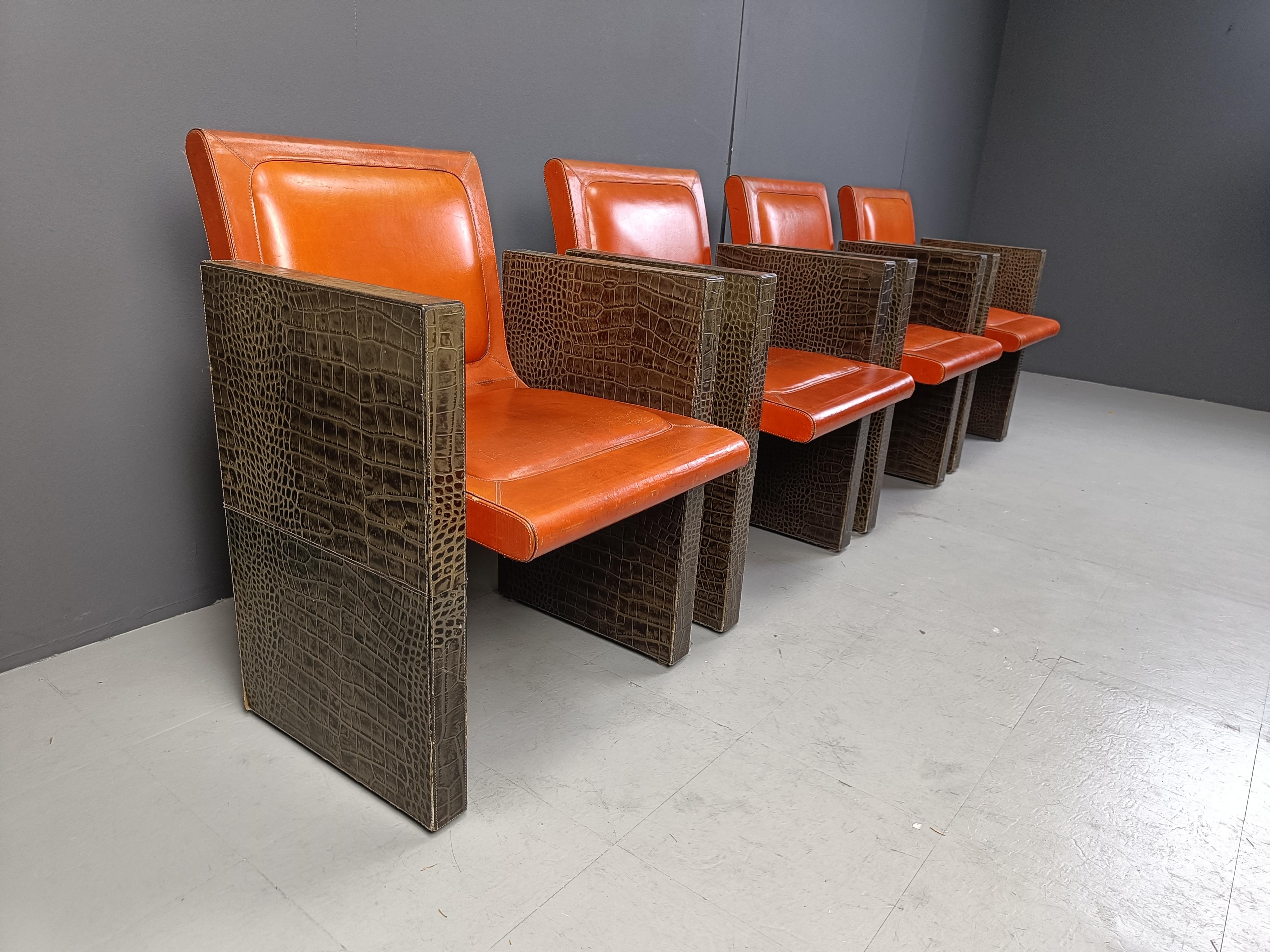 Sillones franceses vintage de cuero de Maison Vandamme, años 70 Cuero en venta