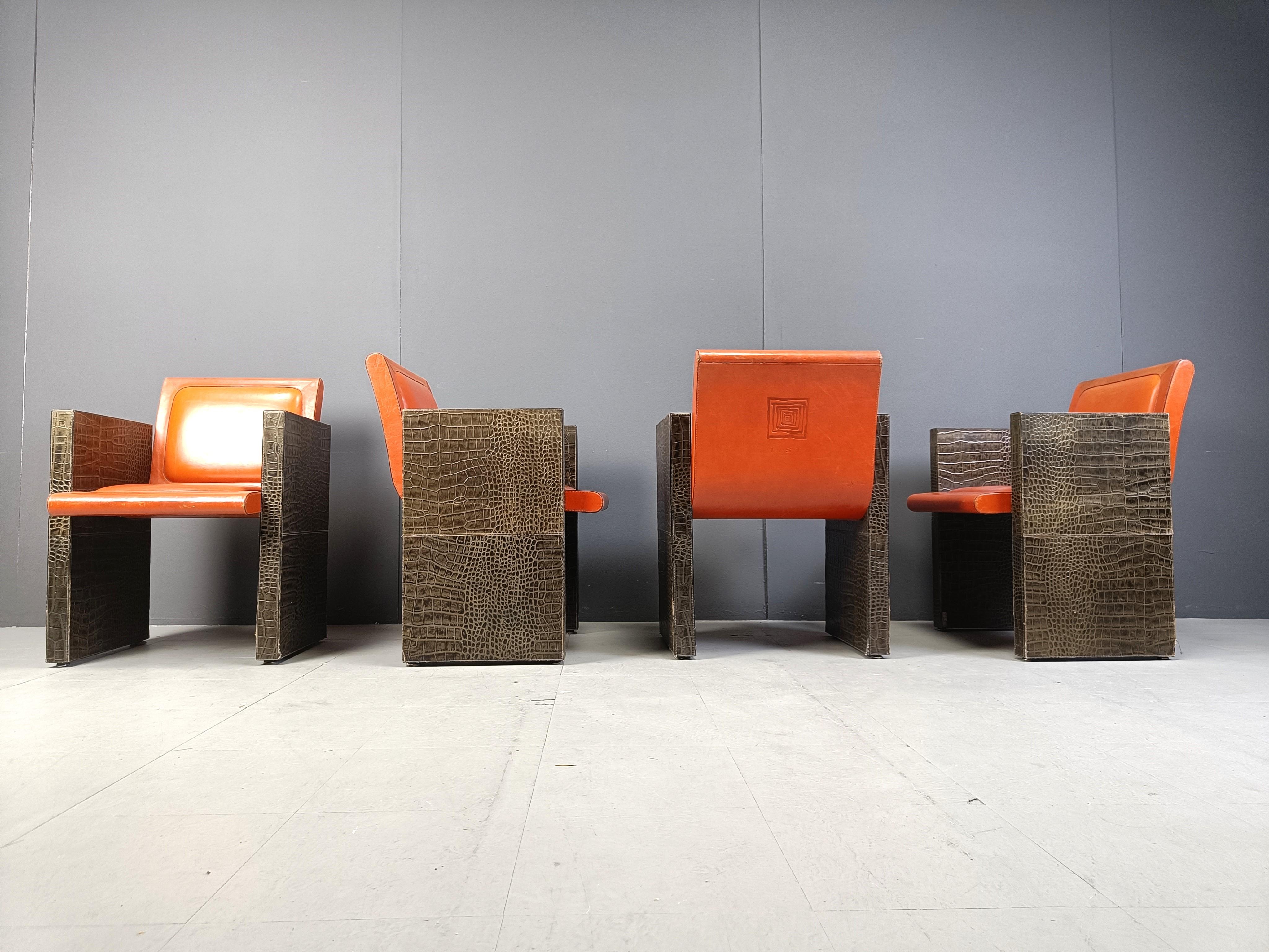 Sillones franceses vintage de cuero de Maison Vandamme, años 70 en venta 1