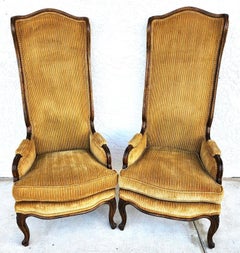 Vintage French Armchairs Wingback by Lewis Mittman, a Pair