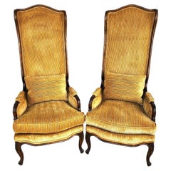 Vintage French Armchairs Wingback by Lewis Mittman, a Pair
