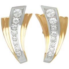 Vintage French Art Deco 1940s 4.06 Carat Diamond and Yellow Gold Earrings