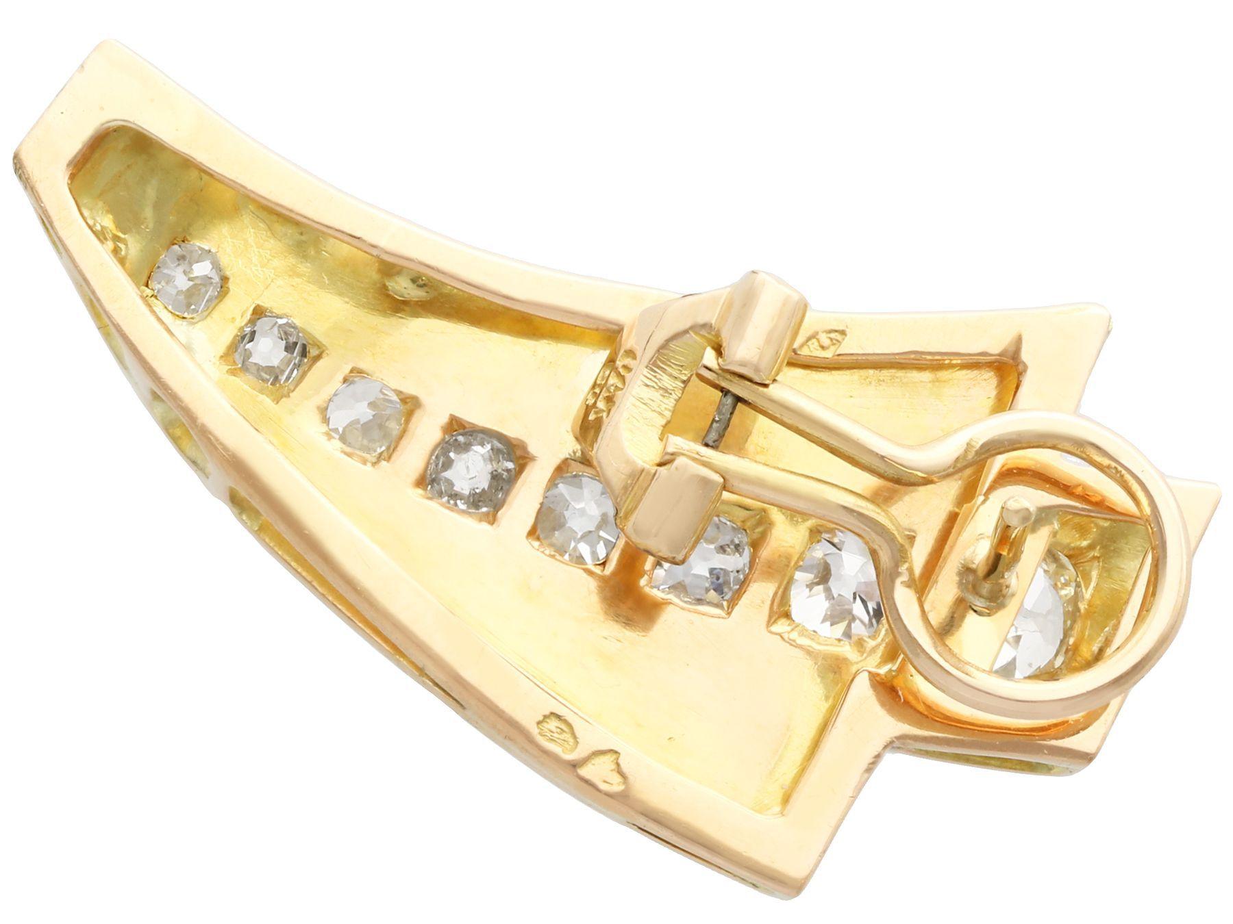 Vintage French 4.06 Carat Diamond and Yellow Gold Earrings For Sale 1