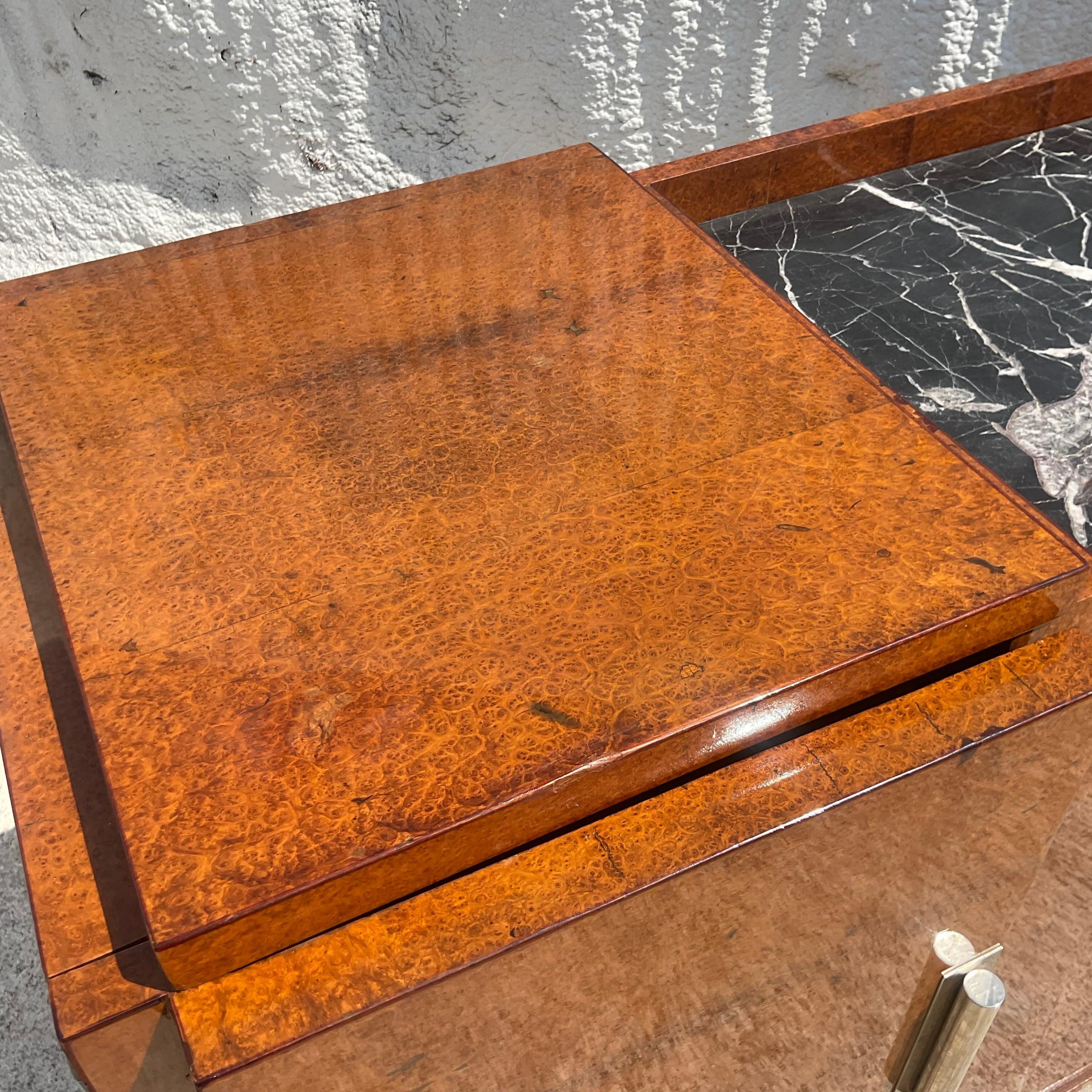 Vintage French Art Deco Burl Wood Sideboard 2