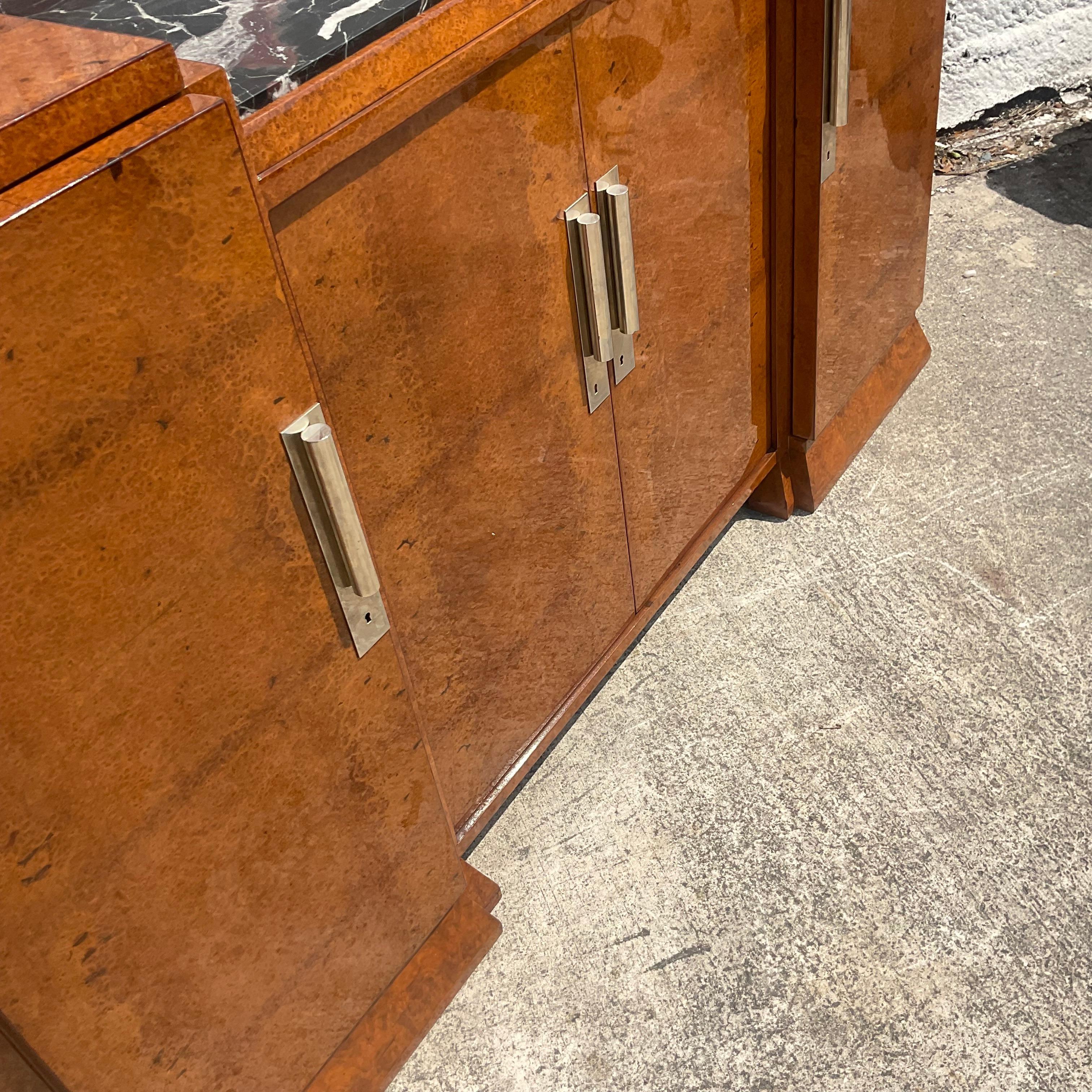 Vintage French Art Deco Burl Wood Sideboard In Good Condition In west palm beach, FL