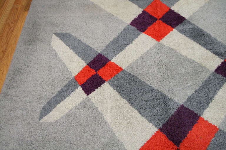 Vintage French Art Deco Carpet Designed by Pierre Cardin. Size: 6' 9