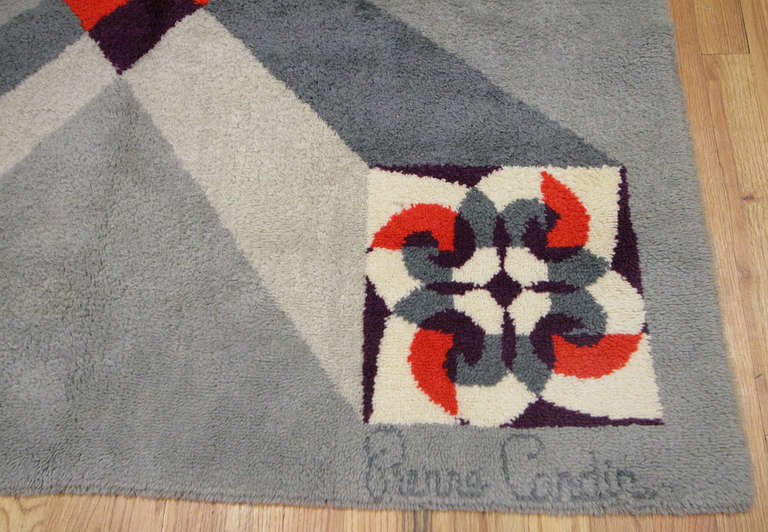 Wool Vintage French Art Deco Carpet Designed by Pierre Cardin. Size: 6' 9