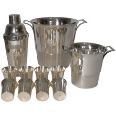 Vintage French Art Deco Cocktail Set circa 1930s in Silver Plate