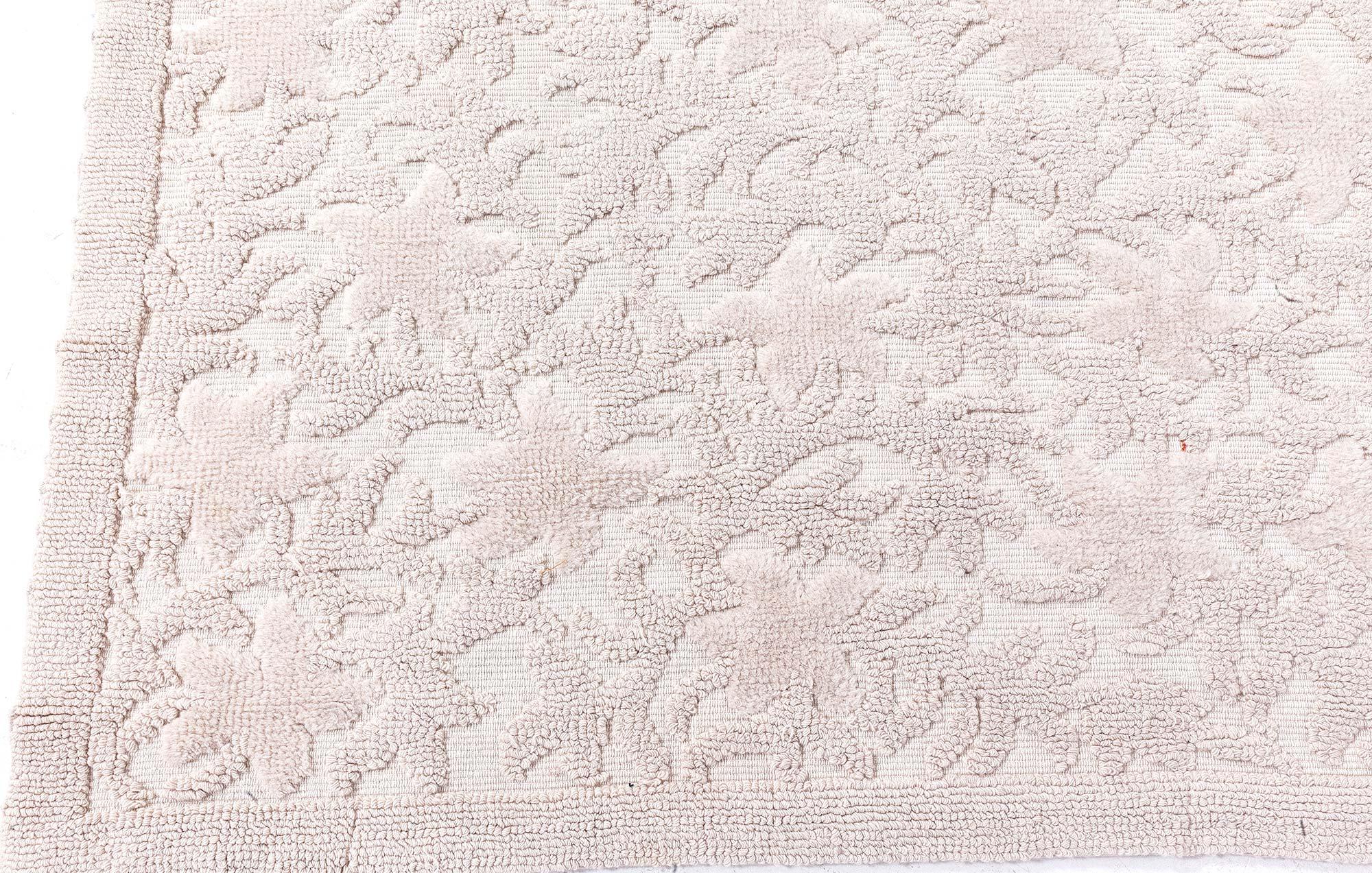 Hand-Woven Doris Leslie Blau Vintage French Art Deco Cogolin Mono Beige Rug For Sale