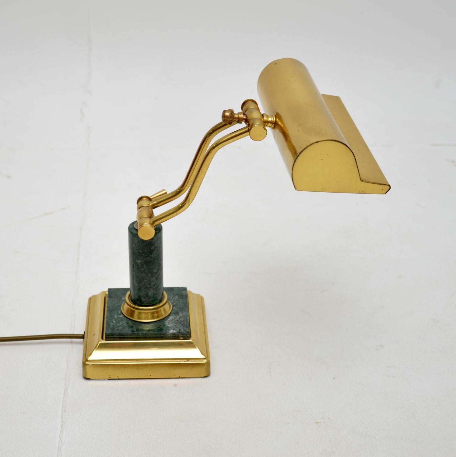 Vintage French Art Deco Desk Lamp in Brass and Marble For Sale 1