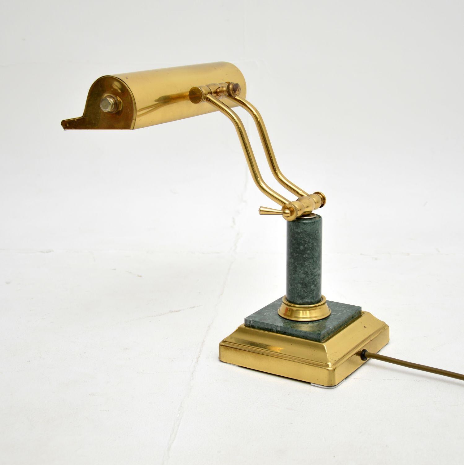 Vintage French Art Deco Desk Lamp in Brass and Marble For Sale 3