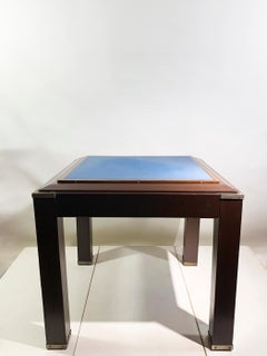 Vintage French Art Deco Game Table, Wood and Brass, Circa 1950